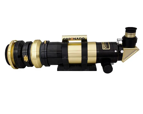 a fényképen:  Coronado SolarMax III 70 mm Double Stack napteleszkóp RichView rendszerrel és BF10 szűrővel
