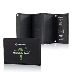 a fényképen:  Bresser 21 Wattos mobil napelemes töltő, USB-vel