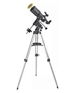 a fényképen:  Bresser Polaris 102/460 EQ3 teleszkóp napszűrővel