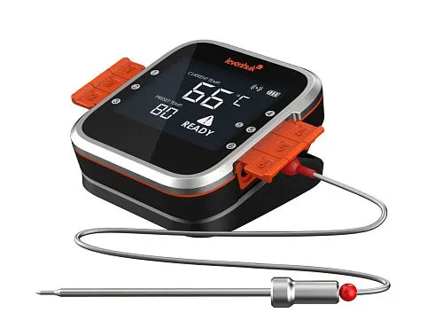 a fényképen:  Levenhuk Wezzer Grill BT20 húshőmérő,  1