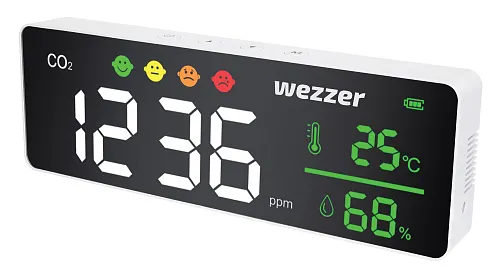 a fényképen:  Levenhuk Wezzer Air MC50 levegőminőség-érzékelő