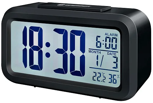 a fényképen:  Bresser MyTime Duo LCD ébresztőóra, fekete