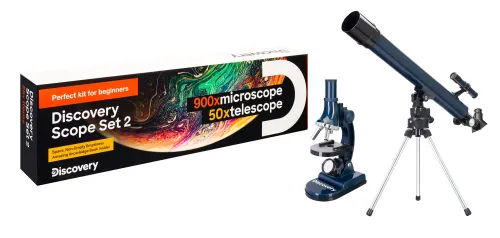 a fényképen:  Levenhuk Discovery Scope 2 készlet és könyv,  2