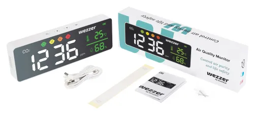 a fényképen:  Levenhuk Wezzer Air MC50 levegőminőség-érzékelő,  2