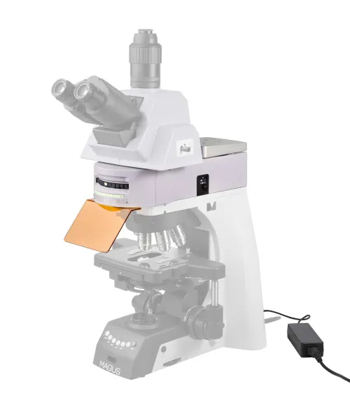 a fotón:  MAGUS Epi-FL05 LED Epi-fluoreszcens tartozék, fluoreszcens szűrőkockák B/G/UV/R,  15
