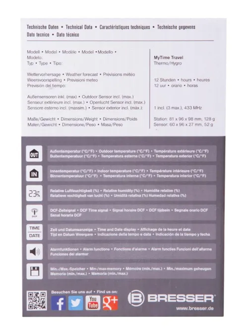 a képen:  Bresser My Time Travel ébresztőórás időjárás állomás,  12