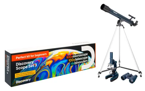 a fotón:  Levenhuk Discovery Scope 3 készlet és könyv,  2