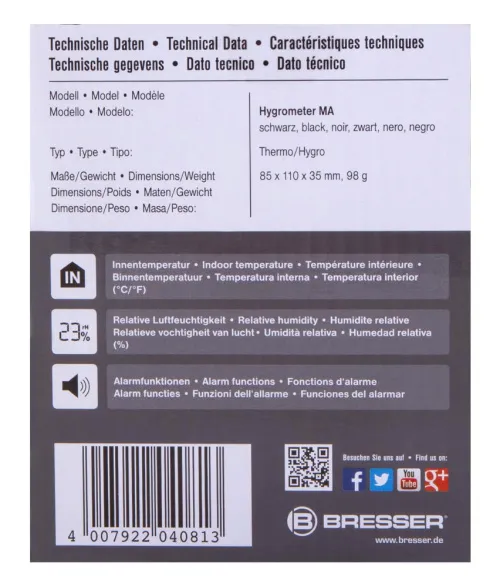 a fotón:  Bresser penészedés-riasztó higrométer, fekete,  10