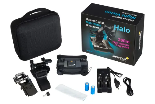 a fényképen:  Levenhuk Halo NVB10 Helmet digitális éjjellátó kétszemes távcső,  2