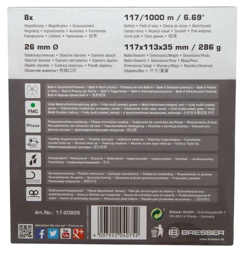 a képen:  Bresser Pirsch 8x26 kétszemes távcső,  13