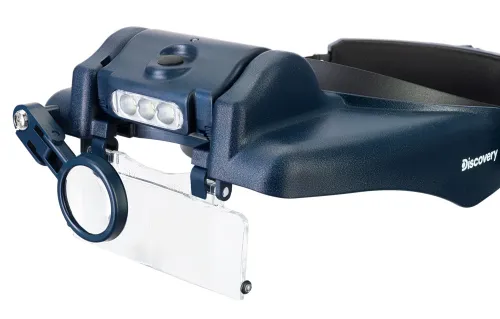 a fényképen:  Levenhuk Discovery Crafts DHR 10 fejre rögzíthető, tölthető nagyító,  7