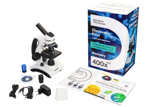 a képen:  Levenhuk Discovery Pico Polar digitális mikroszkóp és könyv,  2