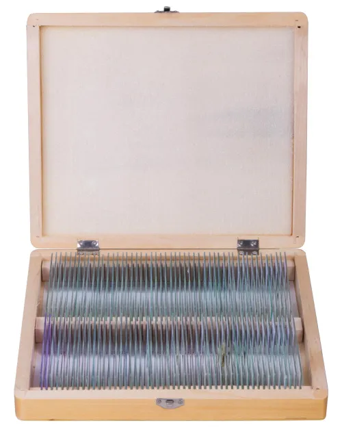 a képen:  Bresser előkészített tárgylemez készlet 100 darabos, tokkal,  2