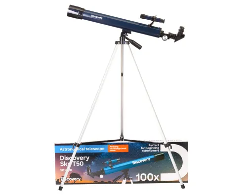 a fényképen:  Levenhuk Discovery Sky T50 teleszkóp könyvvel,  2