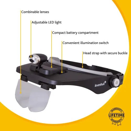 a fotón:  Levenhuk Zeno Vizor H3 fejre szerelhető nagyító,  12