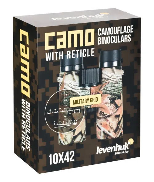 a fényképen:  Levenhuk Camo 10x42 kétszemes távcső irányzékkal,  14