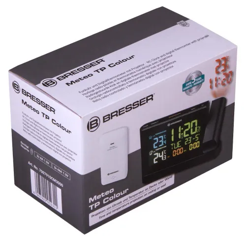 a fényképen:  Bresser színes kijelzős kivetítős óra, fekete,  11