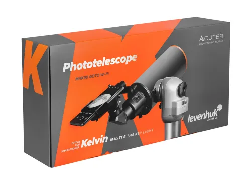 a fényképen:  Levenhuk Kelvin MAK90 AZ GOTO Wi-Fi fototeleszkóp,  16