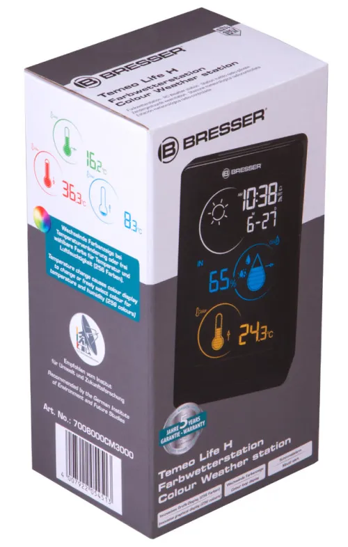 a képen:  Bresser Temeo Life H színes kijelzős időjárás állomás, fekete,  10