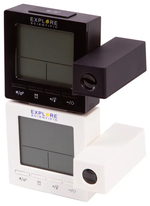 a fotón:  Explore Scientific RC digitális kivetítős óra beltéri hőmérséklettel, fekete,  2