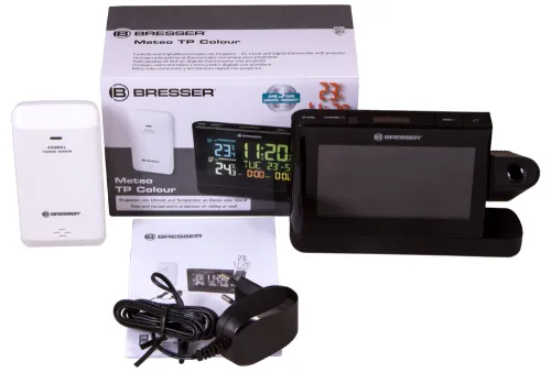 a fényképen:  Bresser színes kijelzős kivetítős óra, fekete,  2