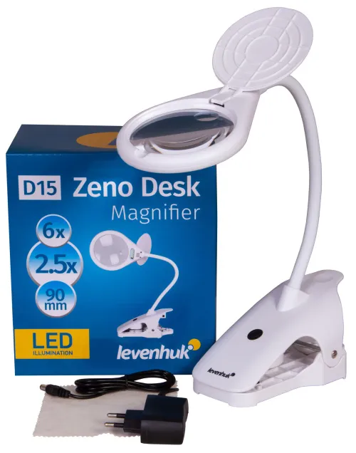 a fényképen:  Levenhuk Zeno Desk D15 nagyító,  2