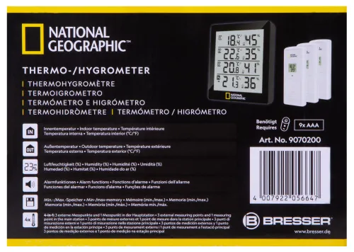 a fényképen:  Bresser National Geographic hőmérő / higrométer, fekete,  12