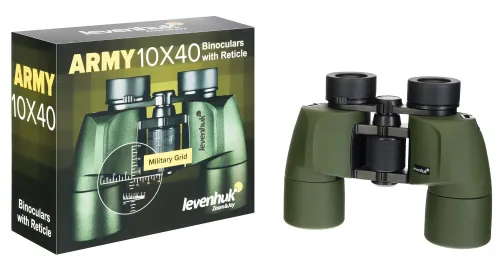 a fényképen:  Levenhuk Army 10x40 kétszemes távcső irányzékkal,  6