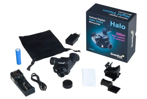 a fényképen:  Levenhuk Halo NVM20 Helmet digitális éjjellátó monokuláris,  2