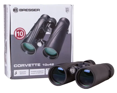 a fotón:  Bresser Corvette 10x42 WP kétszemes távcső,  10