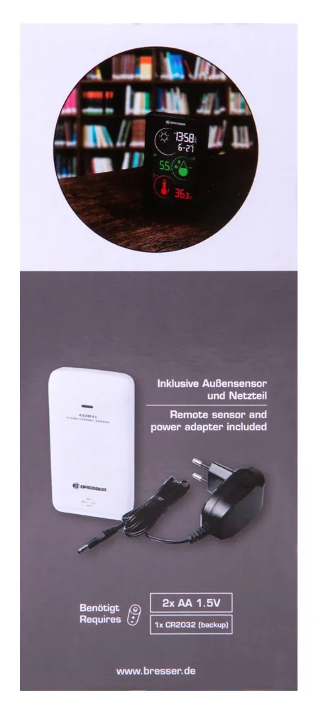 a képen:  Bresser Temeo Life H színes kijelzős időjárás állomás, fekete,  12