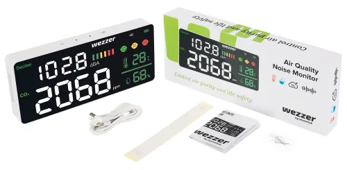 a fényképen:  Levenhuk Wezzer Air PRO CN20 levegőminőség-/zajérzékelő,  2