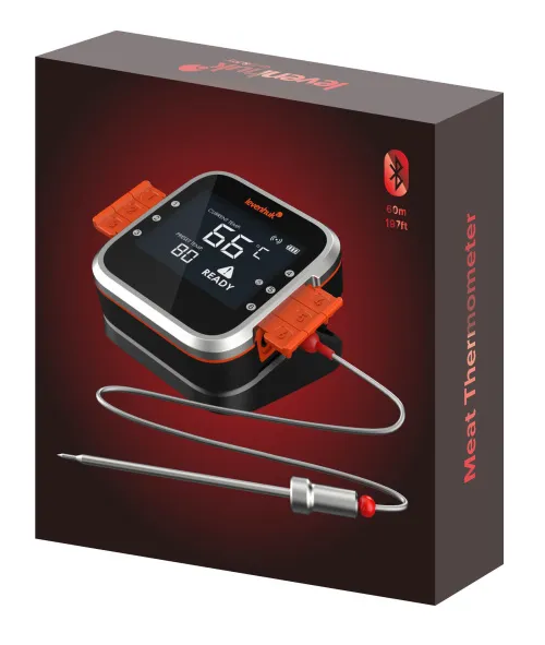 a fényképen:  Levenhuk Wezzer Grill BT20 húshőmérő,  2