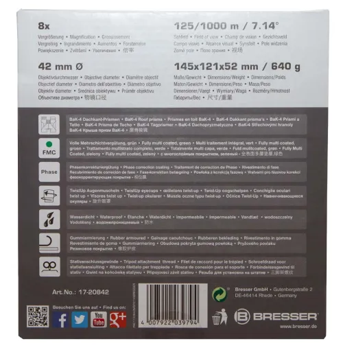 a képen:  Bresser Pirsch 8x42 kétszemes távcső,  13