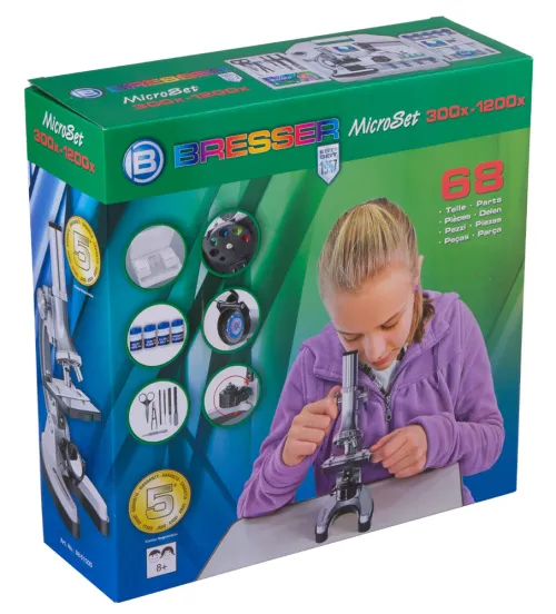 a fényképen:  Bresser Junior Biotar 300x-1200x mikroszkóp, tokkal,  11