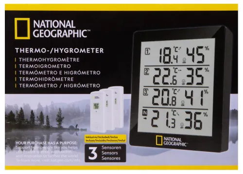 a fényképen:  Bresser National Geographic hőmérő / higrométer, fekete,  11