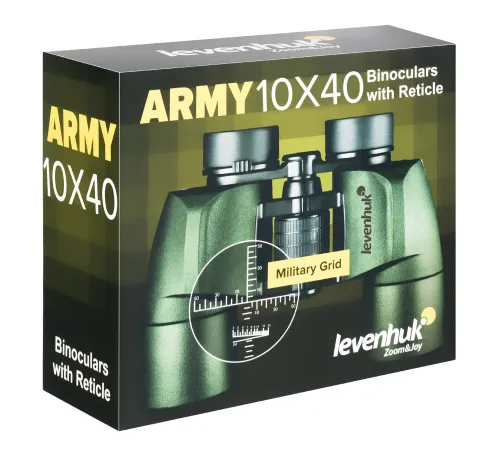 a fényképen:  Levenhuk Army 10x40 kétszemes távcső irányzékkal,  14
