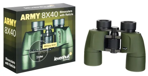 a fényképen:  Levenhuk Army 8x40 kétszemes távcső irányzékkal,  6