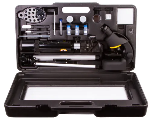 a fényképen:  Bresser National Geographic készlet: 50/360 AZ teleszkóp és 40x–640x mikroszkóp,  3