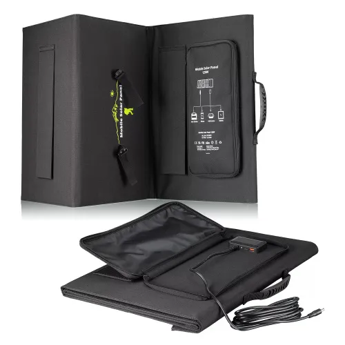 a fényképen:  Bresser 120 Wattos mobil napelemes töltő, USB-vel,  8