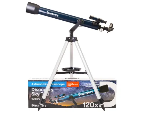 a fényképen:  Levenhuk Discovery Sky T60 teleszkóp könyvvel,  2
