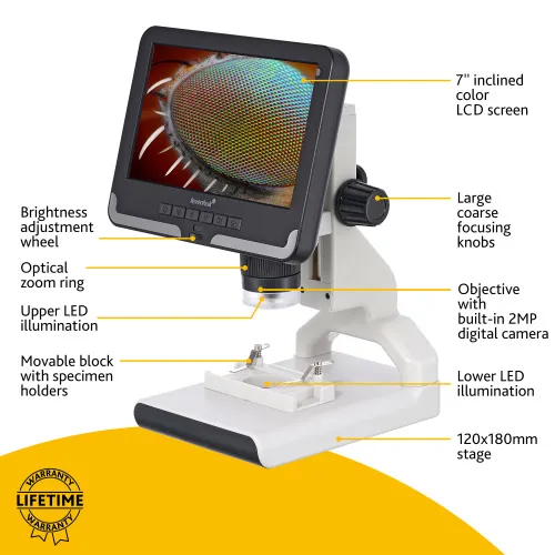 a fényképen:  Levenhuk Rainbow DM700 LCD digitális mikroszkóp,  15