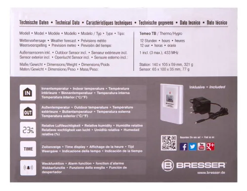 a képen:  Bresser Temeo TB RC időjárás állomás,  15