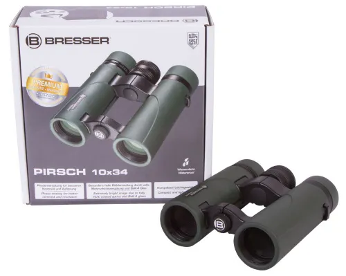 a fényképen:  Bresser Pirsch 10x34 kétszemes távcső,  10