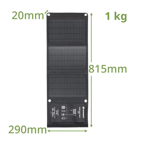 a fényképen:  Bresser 21 Wattos mobil napelemes töltő, USB-vel,  5