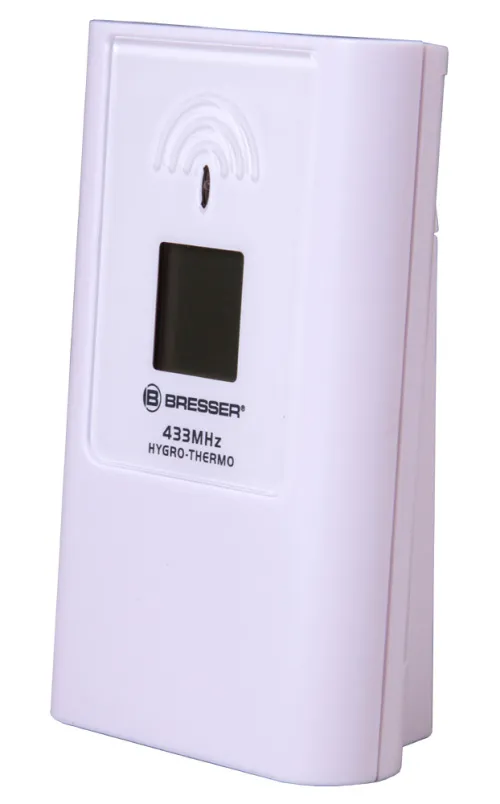 a fényképen:  Bresser TemeoTrend JC LCD RC időjárás állomás (falióra), ezüst,  8