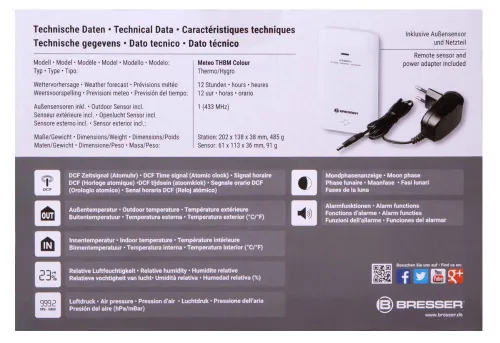 a fényképen:  Bresser színes kijelzős időjárás állomás, fekete,  11