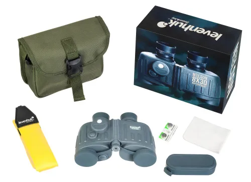 a fotón:  Levenhuk Nelson 8x30 kétszemes távcső hajszálkereszttel és iránytűvel,  2