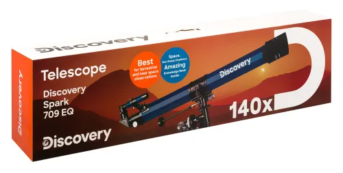 a fényképen:  Levenhuk Discovery Spark 709 EQ teleszkóp könyvvel,  15