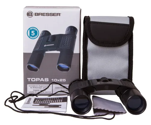 a fényképen:  Bresser Topas 10x25 kétszemes távcső,  6